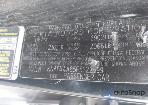 2015 Kia Forte Ex z USA, uszkodzony, nr VIN KNAFX4A85F5322899